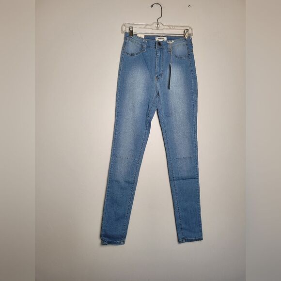 NEW Aphrodite Jeans Skinny Split Knee Light Wash High Waist Size 29 Minimalist - Picture 3 of 9